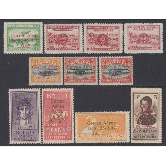 Bolivia A-29/39 1937 Timbres aéreos de 1928/30 MH