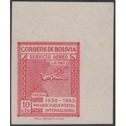 Bolivia A-77a 1945 10 Aniv. del 1er vuelo postal Int. La Paz- Tacna Sin dentar MNH Bolivia A-77a 1945 10 Aniv. del 1er vuelo postal Int. La Paz- Tacna Sin dentar MNH