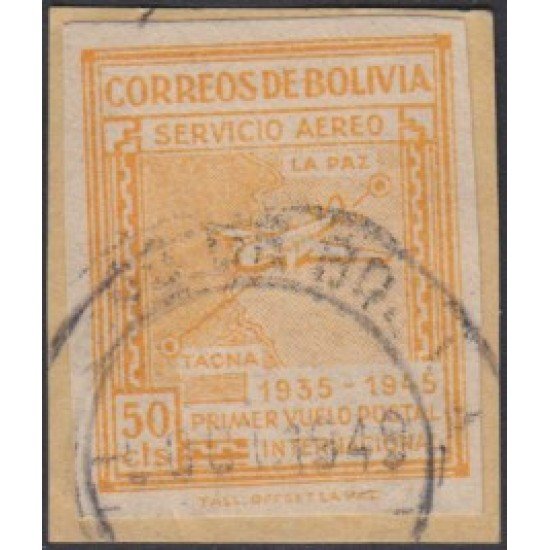 Bolivia A-78a 1945 10 Aniversario del 1er vuelo postal Int. La Paz- Tacna Usado