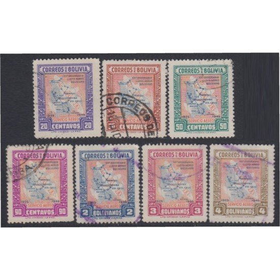 Bolivia A-82/88 1945 20 Aniversario de Lloyd Aéreo Boliviano Usado