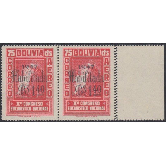 Bolivia A-89a 1947 Timbre de 1939 MNH