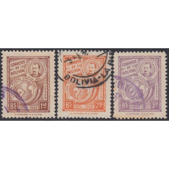 Bolivia A-102/104 1949 75º Aniversario de la UPU Usado Bolivia A-102/104 1949 75º Aniversario de la UPU Usado