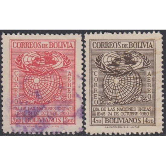 Bolivia A-115/16 1950 Día de las Naciones Unidas Usado Bolivia A-115/16 1950 Día de las Naciones Unidas Usado
