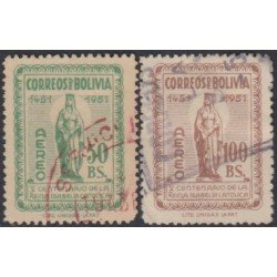 Bolivia A-140/41 1952 Isabel la Católica Usado Bolivia A-140/41 1952 Isabel la Católica Usado