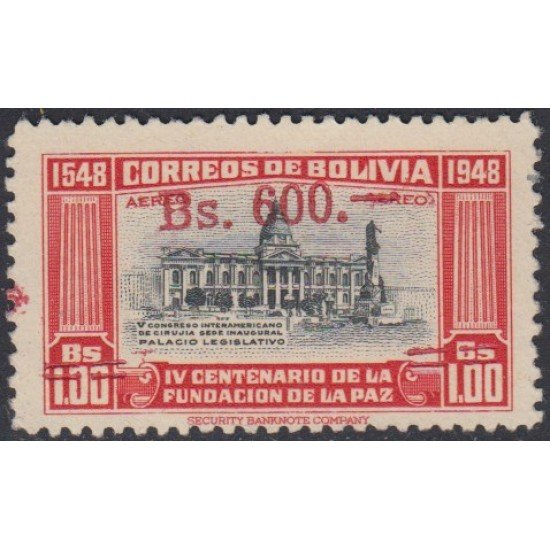 Bolivia A-169b 1957 4º Centenario de La Paz Timbres de 1951 MNH