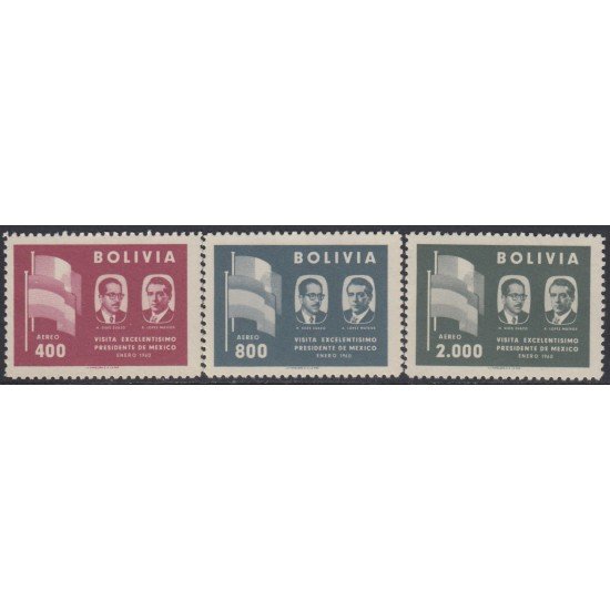 Bolivia A-186/88 1960 Presidente de México A. López Mateos MNH Bolivia A-186/88 1960 Presidente de México A. López Mateos MNH