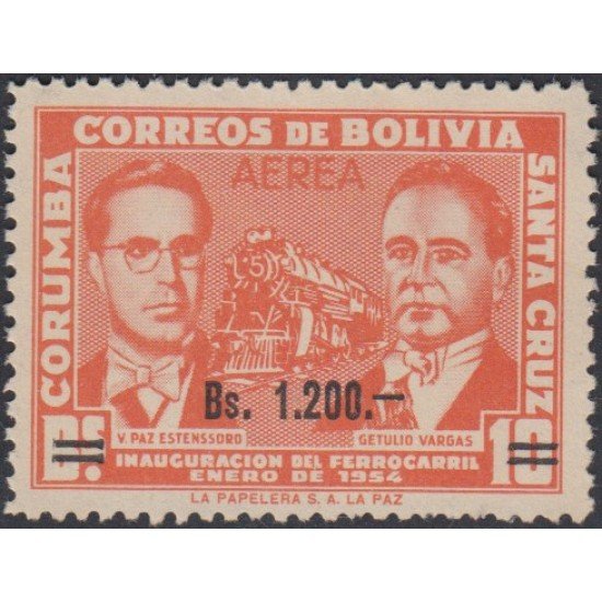 Bolivia A-208 1960 Inauguración del ferrocarril Getulio Vargas MNH Bolivia A-208 1960 Inauguración del ferrocarril Getulio Vargas MNH