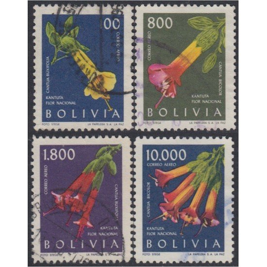 Bolivia A-218/21 1962 Kantuka Flor Nacional Flower Usado Bolivia A-218/21 1962 Kantuka Flor Nacional Flower Usado