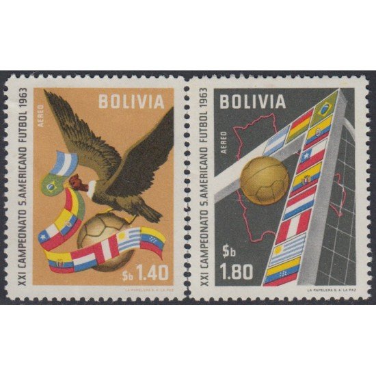 Bolivia A-228/29 1963 21º Campeonato Sudamericano de Fútbol Football MH