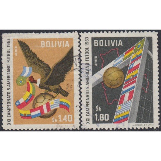 Bolivia A-228/29 1963 21º Campeonato Sudamericano de Fútbol Football Usado Bolivia A-228/29 1963 21º Campeonato Sudamericano de Fútbol Football Usado