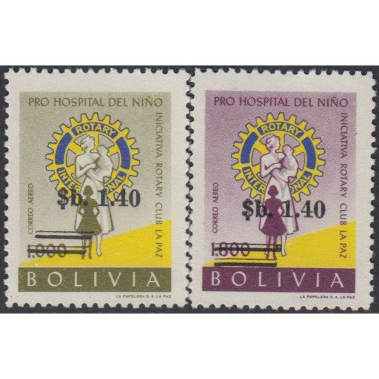 Bolivia A-240/41 1966 Iniciativa Rotary Club La Paz Pro Hospital del niño MNH Bolivia A-240/41 1966 Iniciativa Rotary Club La Paz Pro Hospital del niño MNH