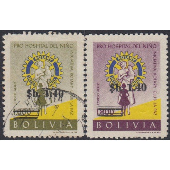 Bolivia A-240/41 1966 Iniciativa Rotary Club La Paz Pro Hospital del niño Usado Bolivia A-240/41 1966 Iniciativa Rotary Club La Paz Pro Hospital del niño Usado