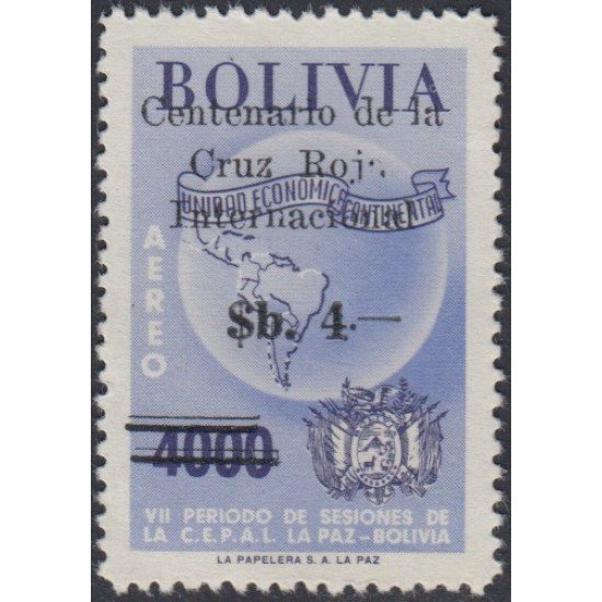 Bolivia A-242 1966 Centenario Cruz Roja Internacional Timbre de 1957 MH