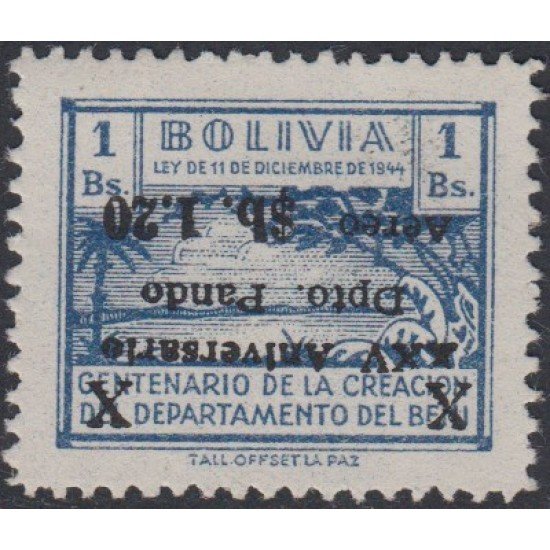 Bolivia A-243b 1966 25º Aniversario del Departamento de Pando MNH