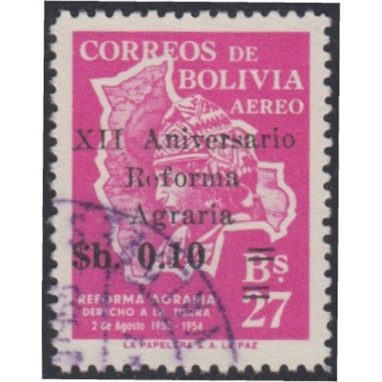 Bolivia A-245 1966 XII Aniversario de la Reforma Agraria Usado Bolivia A-245 1966 XII Aniversario de la Reforma Agraria Usado