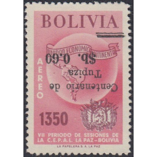 Bolivia A-249a 1966 Centenario de Tupiza Sobrecarga invertida MNH Bolivia A-249a 1966 Centenario de Tupiza Sobrecarga invertida MNH