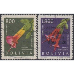Bolivia A-250/51 1966 Aniversario Centro Filatélico Cochamba Flor Nacional Usado