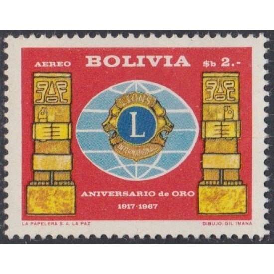 Bolivia A-254 1967 50 Aniversario de Lions International MNH Bolivia A-254 1967 50 Aniversario de Lions International MNH