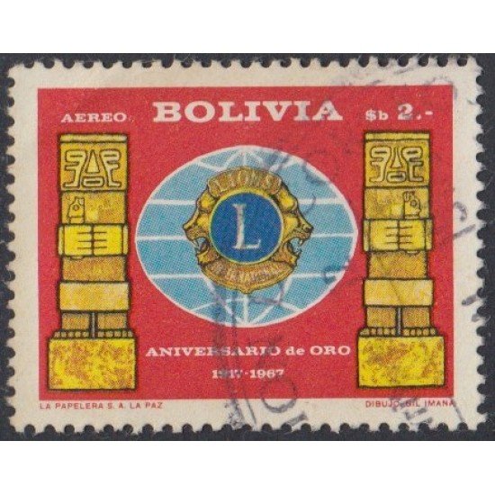 Bolivia A-254 1967 50 Aniversario de Lions International Usado