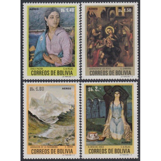 Bolivia A-299/302 1972 Adoración de reyes Chola Paceña El beso del ídolo MNH Bolivia A-299/302 1972 Adoración de reyes Chola Paceña El beso del ídolo MNH