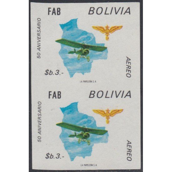 Bolivia A-314a 1974 50 Años de las Fuerzas Aéreas Bolivianas SD MNH Bolivia A-314a 1974 50 Años de las Fuerzas Aéreas Bolivianas SD MNH