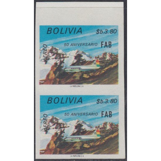 Bolivia A-315a 1974 50 Años de las Fuerzas Aéreas Bolivianas SD MNH