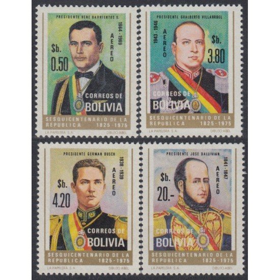 Bolivia A-330/33 1975 Presidentes de Bolivia MNH Bolivia A-330/33 1975 Presidentes de Bolivia MNH