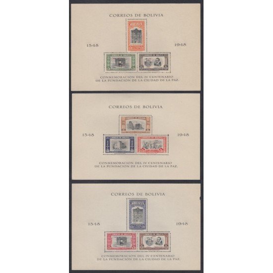 Bolivia HB-5/7 1951 IV Centenario de la Fundación de la Ciudad de La Paz MNH