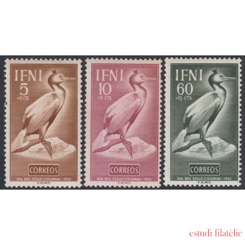 Ifni 83/85 1952 Día del Sello Fauna Ave Bird  MNH