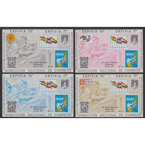 Bolivia HBM-74/77 Exfivia 1975-77 Juegos deportivos Bolivarianos MNH Bolivia HBM-74/77 Exfivia 1975-77 Juegos deportivos Bolivarianos MNH