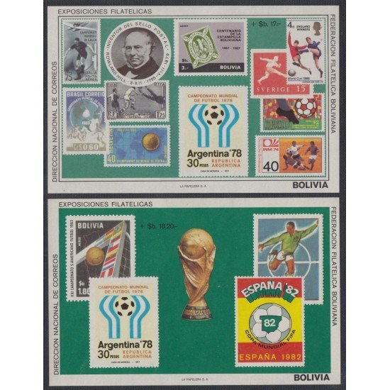 Bolivia HBM-83/84 Exposiciones filatélicas fútbol MNH Bolivia HBM-83/84 Exposiciones filatélicas fútbol MNH