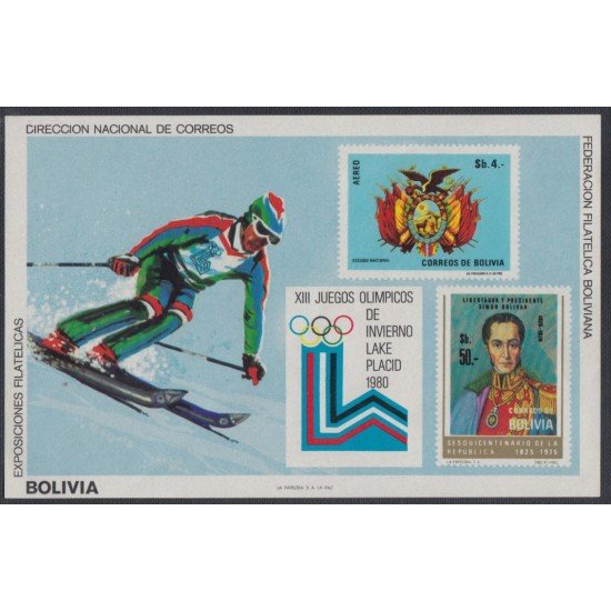 Bolivia HBM-91 XII Juegos olímpicos de invierno Lake Placid 1980 MNH Bolivia HBM-91 XII Juegos olímpicos de invierno Lake Placid 1980 MNH