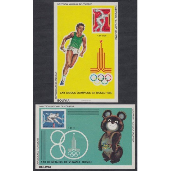 Bolivia HBM-92/93 XII Juegos olímpicos en Moscú 1980 MNH Bolivia HBM-92/93 XII Juegos olímpicos en Moscú 1980 MNH