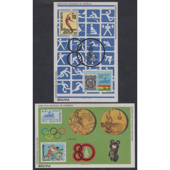 Bolivia HBM-100/101 Exp. filatélicas 1º Juegos deportivos Cruz del Sur MNH
