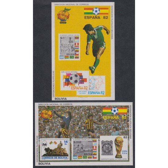 Bolivia HBM-117/118 Exp. Filatélicas Copa mundial de fútbol España 82 MNH