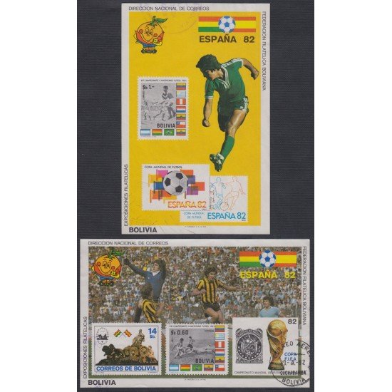 Bolivia HBM-117/118 Exp. Filatélicas Copa mundial de fútbol España 82 Usado Bolivia HBM-117/118 Exp. Filatélicas Copa mundial de fútbol España 82 Usado