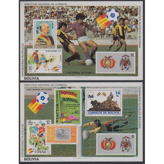 Bolivia HBM-120/121 Exp. Filatélicas Copa mundial de fútbol España 82 MNH