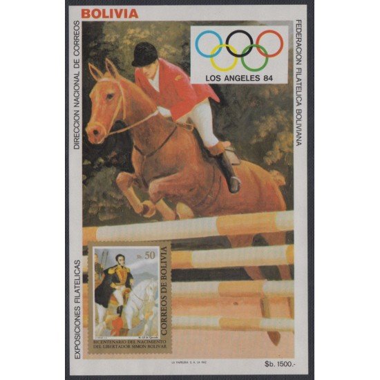 Bolivia HBM-139 Exp. Filatélicas Juegos olímpicos de Los Angeles 1984 MNH Bolivia HBM-139 Exp. Filatélicas Juegos olímpicos de Los Angeles 1984 MNH