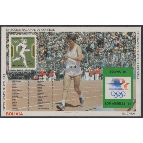 Bolivia HBM-143 Exp. Filatélicas Juegos olímpicos de Los Ángeles 1984 MNH Bolivia HBM-143 Exp. Filatélicas Juegos olímpicos de Los Ángeles 1984 MNH