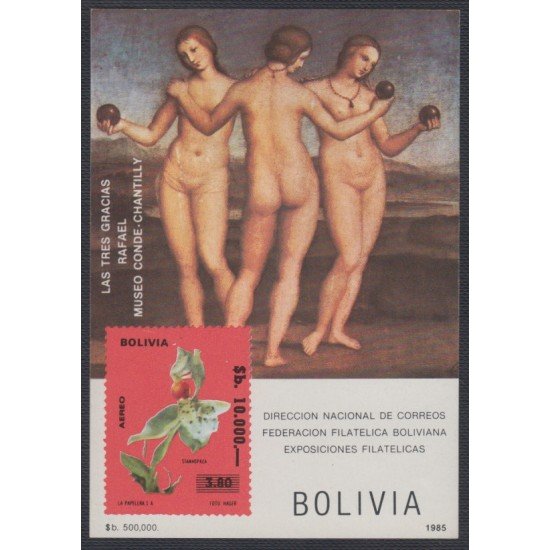 Bolivia HBM-148 Exp. Filatélicas Museo Conde Chantilly Flor Orquídea stanhopea MNH Bolivia HBM-148 Exp. Filatélicas Museo Conde Chantilly Flor Orquídea stanhopea MNH