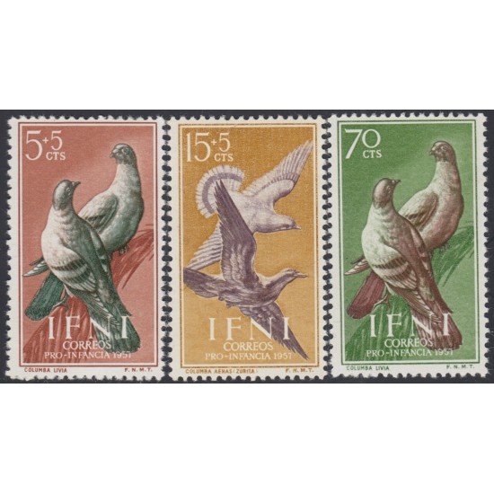 Ifni 135/37 1957 Pro infancia Palomas Fauna MNH Ifni 135/37 1957 Pro infancia Palomas Fauna MNH