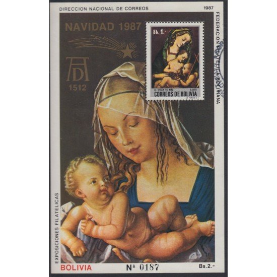 Bolivia HBM-170 Exp. Filatélica Navidad 1987 MNH Bolivia HBM-170 Exp. Filatélica Navidad 1987 MNH