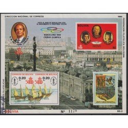 Bolivia HBM-174 Exp. Filatélicas Barcelona Monumento Cristóbal Colón Usado Bolivia HBM-174 Exp. Filatélicas Barcelona Monumento Cristóbal Colón Usado