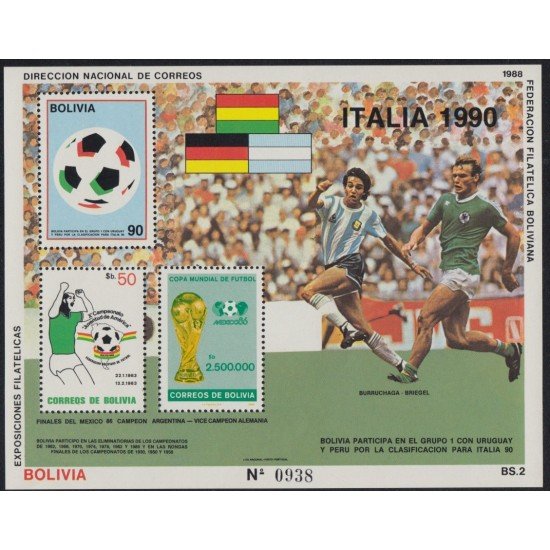 Bolivia HBM-177 Exp. Filatélicas Campeonato de Fútbol Italia 1990 MNH Bolivia HBM-177 Exp. Filatélicas Campeonato de Fútbol Italia 1990 MNH