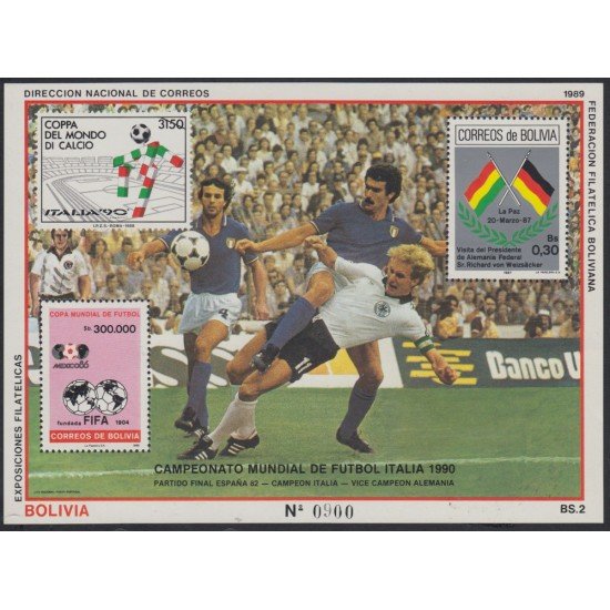 Bolivia HBM-178 Exp. Filatélicas Campeonato de Fútbol Italia 1990 MNH Bolivia HBM-178 Exp. Filatélicas Campeonato de Fútbol Italia 1990 MNH