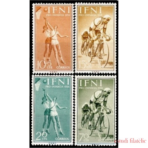 Ifni 145/48 1958 Pro infancia Baloncesto Ciclismo Sport MNH 