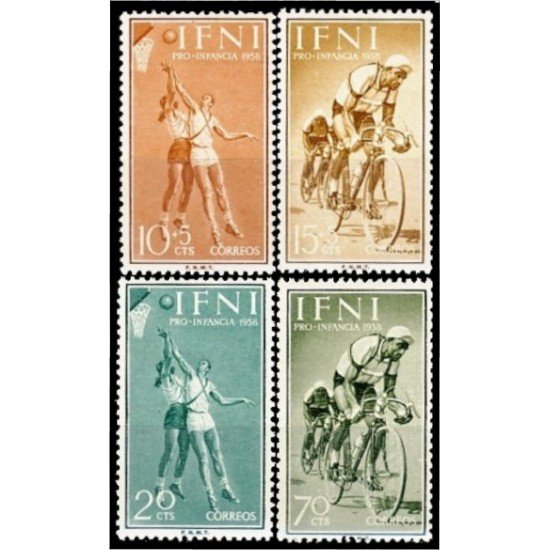 Ifni 145/48 1958 Pro infancia Baloncesto Ciclismo Sport MNH Ifni 145/48 1958 Pro infancia Baloncesto Ciclismo Sport MNH