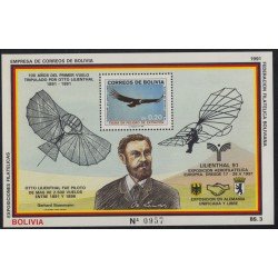 Bolivia HBM-194 Exp. Filatélica 1er vuelo tripulado por Otto Lilienthal MNH Bolivia HBM-194 Exp. Filatélica 1er vuelo tripulado por Otto Lilienthal MNH