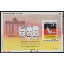 Bolivia HBM-196 Presidente Kennedy, Willi Brandt Premios Nobel de la Paz MNH Bolivia HBM-196 Presidente Kennedy, Willi Brandt Premios Nobel de la Paz MNH