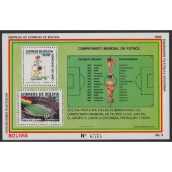 Bolivia HBM-198 Bolivia participa en eliminatorias de fútbol en EUA 1994 MNH Bolivia HBM-198 Bolivia participa en eliminatorias de fútbol en EUA 1994 MNH